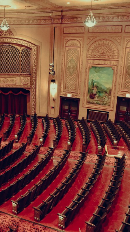 Inside empty theater at Gowanda Hollywood Theater