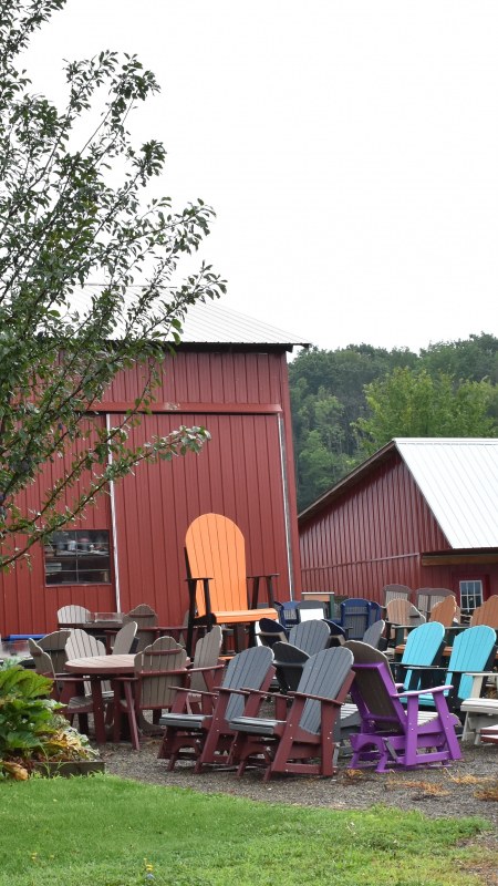 Chairs and more out front of the shop