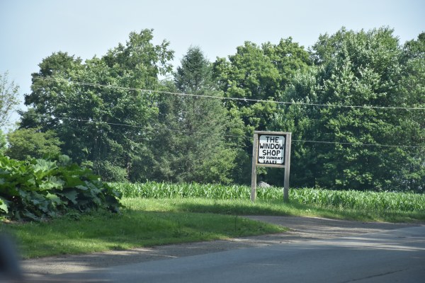 Window shop sign along NY's Amish Trail