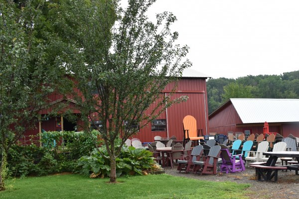 Chairs and more out front of the shop