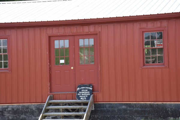 Hillside Leather sign along NY's Amish Trail
