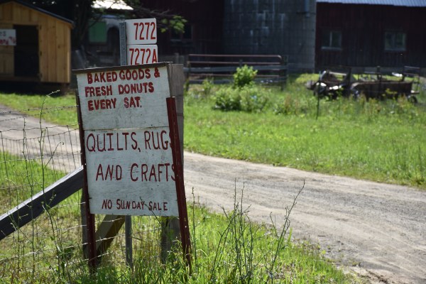 Sign along Ny's Amish Trail