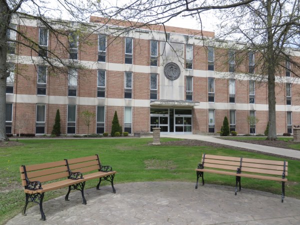 Cattaraugus County Center Building in springtime 
