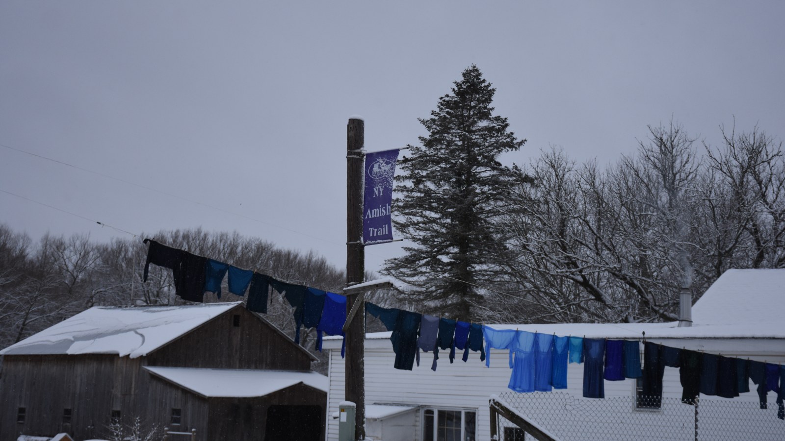 Amish Clothes on a clothes line in winter