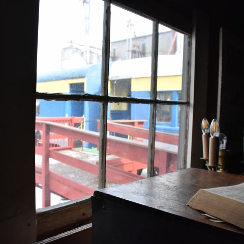 View of the Train from Inside the Depot Movie and Rail Museum